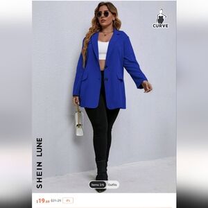 SHEIN LUNE Plus Lapel Neck Single Breasted Blazer 2XL